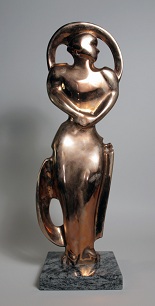 Marg Moll, Aurora, Holz und Bronze, H 73,5 cm, 1949